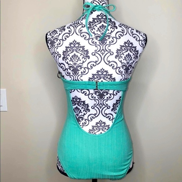 NWT Shade & Shore Green Teal UNDERWIRE BRA Halter 34D - Picture 3 of 5